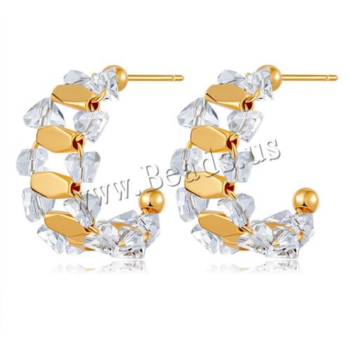 Boucles d'oreilles en laiton zircon cubique pavent, pavé de micro zircon & pour femme, doré, Vendu par paire