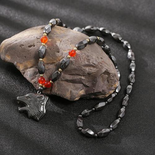 Fashion Necklace Jewelry Non Magnetic Hematite Wolf DIY & for man Length 45 cm Sold By PC