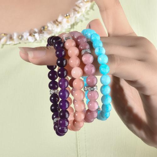 misto de pedras semi-preciosas pulseira, with Gemstone Sintético, materiais diferentes para a escolha & para mulher, Mais cores pare escolha, vendido por PC