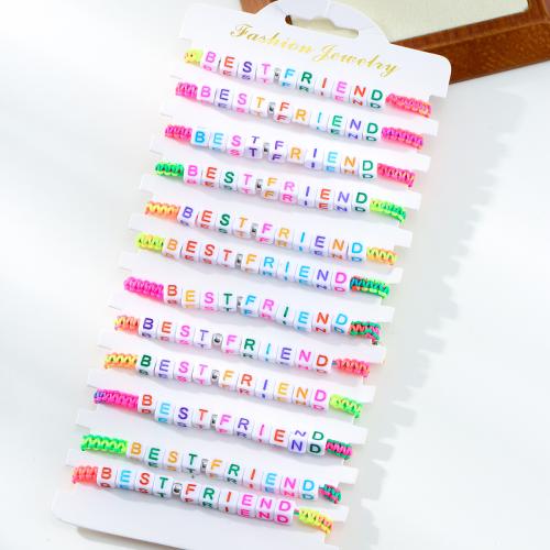 Bracelets Acrylique, avec Nylon polypropylène & plastique revêtu de cuivre, Lettre d’alphabet, unisexe, plus de couleurs à choisir, Longueur 18-26 cm, Vendu par fixé