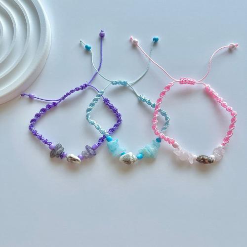 Bracelets de pierres précieuses, avec Nylon polypropylène & Chips de pierres précieuses & plastique revêtu de cuivre, unisexe, couleurs mélangées, Longueur 18-26 cm, Vendu par fixé