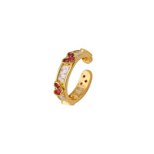 Kubieke Circonia Micro Pave Brass Ring, Messing, mode sieraden & micro pave zirconia & voor vrouw, meer kleuren voor de keuze, Inner diameter 17mm, Verkocht door PC