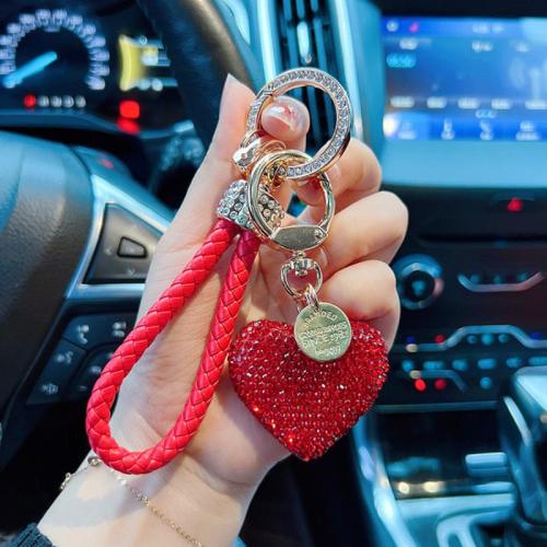 Bag Purse Charms Keyrings Keychains Zinc Alloy with Clay multifunctional & for woman & with rhinestone 125mm Sold By PC