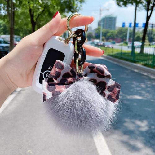 Bag Purse Charms Keyrings Keychains Zinc Alloy with Fox Hair multifunctional & for woman 150mm Sold By PC