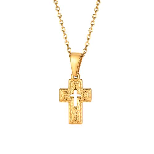 Stainless Steel Jewelry Necklace 304 Stainless Steel Cross fashion jewelry & Unisex golden Length Approx 50 cm Sold By PC