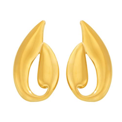 Boucle d'oreille Acier Titane, Plaqué or 18K, bijoux de mode & pour femme, doré, 54x28mm, Vendu par paire