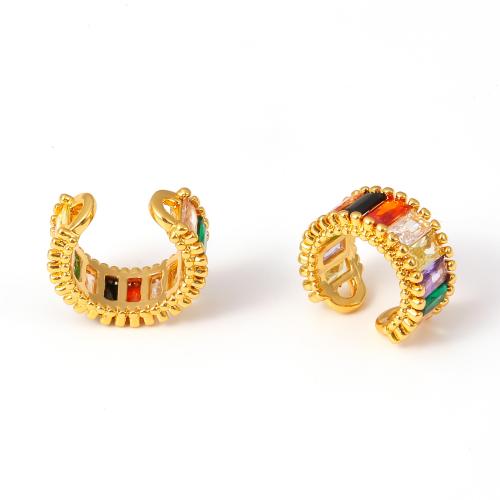 Trendy ear cuffs, Messing, met Glas, mode sieraden & voor vrouw, gouden, 14x13mm, Verkocht door pair