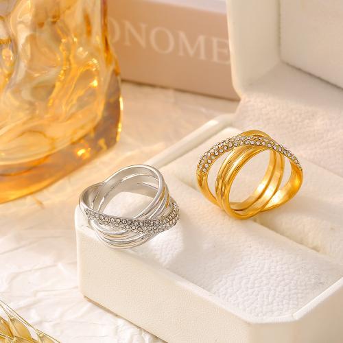 Bague en acier inoxydable, Acier inoxydable 304, avec Tchèque, bijoux de mode & normes différentes pour le choix & pour femme, plus de couleurs à choisir, Vendu par PC