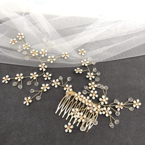 Decorative Hair Combs Brass with Clear Quartz fashion jewelry & for woman & with rhinestone Sold By PC