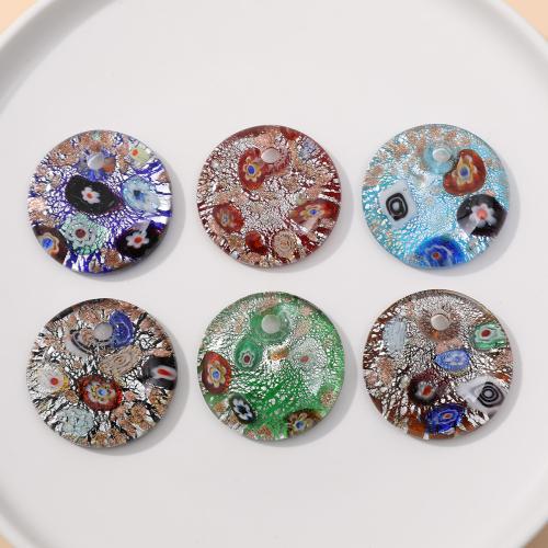 Fashion Lampwork Pendants Flat Round DIY 41mm Sold By Bag