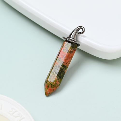 Gemstone Hängen Smycken, Natursten, med Zink Alloy, silver pläterad, DIY & olika material för val, fler färger för val, 12x42mm, Säljs av PC