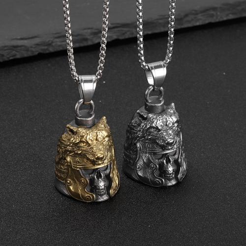 titanium Vedhæng, Titanium Stål, Skull, forgyldt, forskellige stilarter for valg & for mennesket, flere farver til valg, 49x26mm, Længde 60 cm, Solgt af PC