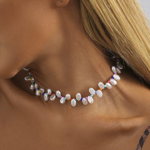 Plastic Pearl Necklace Seedbead with Plastic Pearl with 7cm extender chain fashion jewelry mixed colors nickel lead & cadmium free Length 36 cm Sold By PC