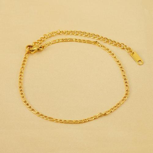 Stainless Steel Anklet 304 Stainless Steel with 6cm extender chain 18K gold plated fashion jewelry & Unisex Length Approx 21 cm Sold By PC