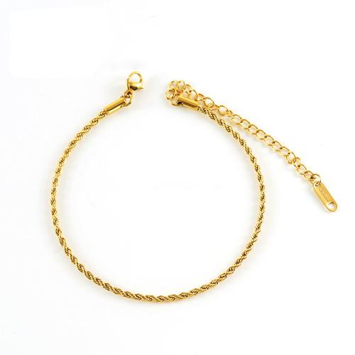 Anklet ze stali nierdzewnej, Stal nierdzewna 304, ze 6cm przedłużeniami łańcuszka, Pozłacane 18K, biżuteria moda & dla kobiety, długość 20 cm, sprzedane przez PC