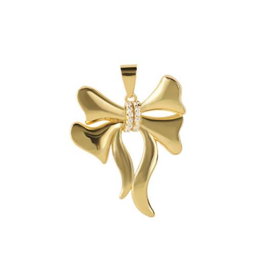 Cubic Zirconia Micro Pave Brass Pendant Bowknot plated DIY & micro pave cubic zirconia golden Sold By PC