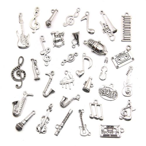 Musical Instrument Shaped Zinc Alloy Pendants plated DIY silver color Sold By PC