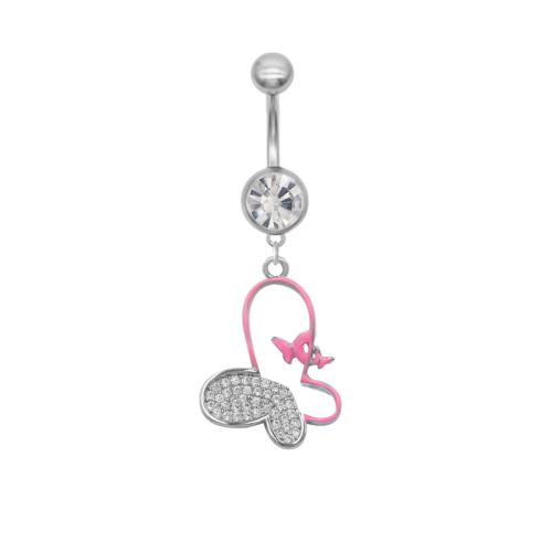 Zinc Alloy Belly Ring Unisex & micro pave cubic zirconia & enamel silver color Sold By PC