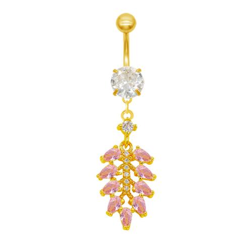 Zinc Alloy Belly Ring Unisex & micro pave cubic zirconia golden Sold By PC