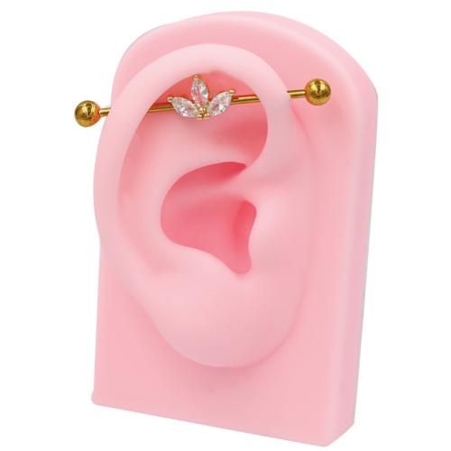 Acier titane piercing oreille, Placage, unisexe & styles différents pour le choix & pavé de micro zircon, plus de couleurs à choisir, Vendu par PC