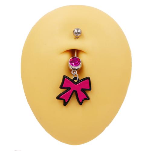 Zinc Alloy Belly Ring with Resin Unisex & micro pave cubic zirconia & enamel silver color Sold By PC