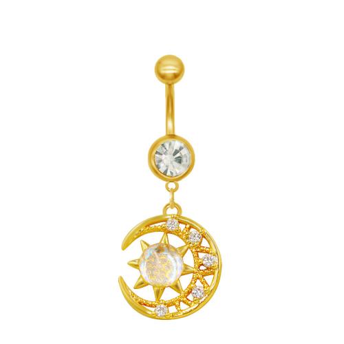 Zinc Alloy Belly Ring Unisex & micro pave cubic zirconia golden Sold By PC