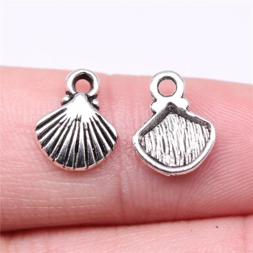 Sinc Alloy Pendants, Shell, dath airgid antique plátáilte, DIY, 12x9mm, Díolta De réir PC