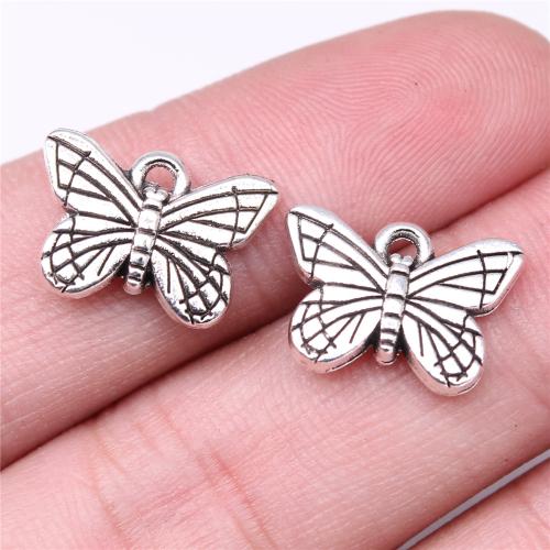 Zinc Alloy Animal Pendler, Butterfly, antik sølv farve forgyldt, du kan DIY, 16x11mm, Solgt af PC