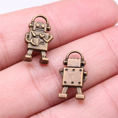 Sinc Alloy Pendants, Robot, plátáilte, DIY, dathanna níos mó le haghaidh rogha, 17x9mm, Díolta De réir PC