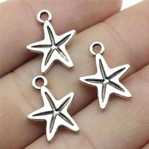 Sinc Alloy Pendants, Starfish, dath airgid antique plátáilte, DIY, 18x12mm, Díolta De réir PC