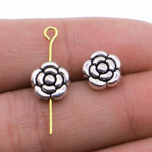 Zinklegering Flower Kralen, Zinc Alloy, Bloem, antiek zilver plated, DIY, 10mm, Verkocht door PC