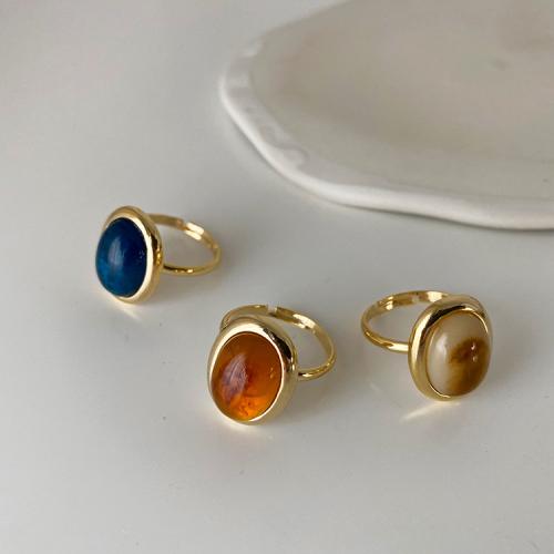 Zinc Alloy fingerring, med Resin, mode smykker & for kvinde, flere farver til valg, Inner diameter 17mm, Solgt af PC