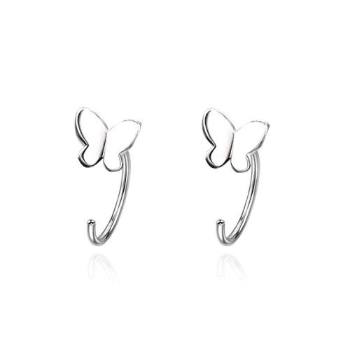 Zinc Alloy Stud Earring Butterfly fashion jewelry & for woman silver color 10mm Sold By Pair