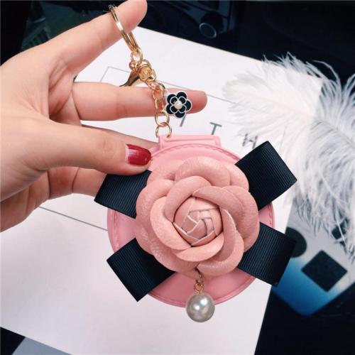 Zinc Alloy Key Clasp with PU Leather Flower multifunctional & for woman 60mm Sold By PC