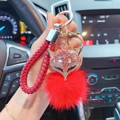 Zinc Alloy Key Clasp with Mink fur multifunctional & with rhinestone Sold By PC