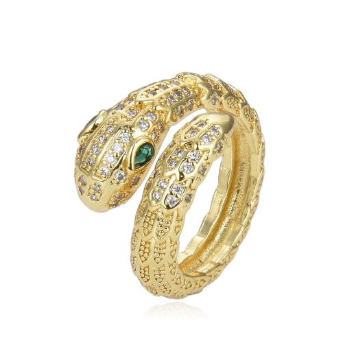 Cubic Zirconia Micro Pave Brass Ring Snake fashion jewelry & micro pave cubic zirconia & for woman Sold By PC