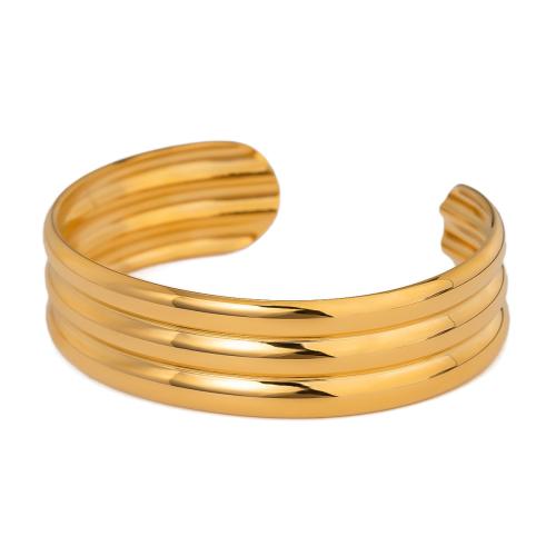 Nerūdijančio plieno Bangle, 304 Nerūdijantis plienas, Bižuterijos & moters, aukso, 17mm, Vidinis skersmuo:Apytiksliai 59mm, Pardavė PC