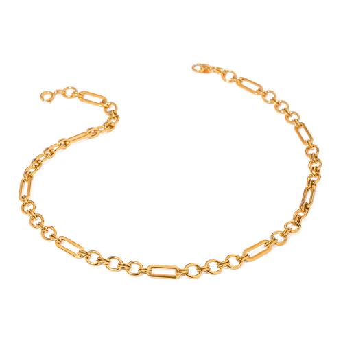 Collar de acero inoxidable de la joyería, acero inoxidable 304, 18K chapado en oro, para mujer, dorado, longitud aproximado 40 cm, Vendido por UD