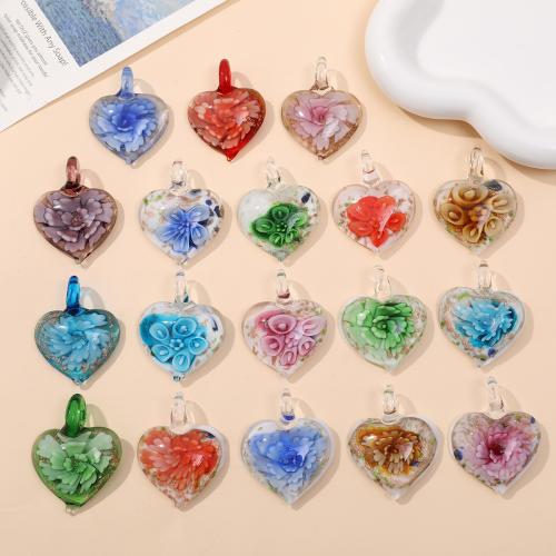 Fashion Lampwork Hangers, Hart, DIY, meer kleuren voor de keuze, 47x36mm, 24pC's/Bag, Verkocht door Bag