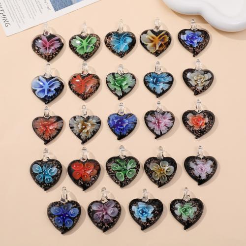 Fashion Lampwork Hangers, Hart, DIY, meer kleuren voor de keuze, 47x36mm, 24pC's/Bag, Verkocht door Bag