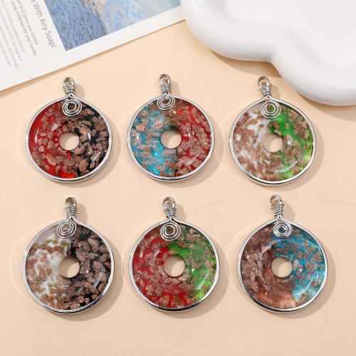 Fashion Lampwork Pendants with Zinc Alloy silver color plated DIY Sold By Bag