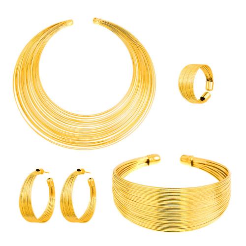 Zink Alloy Jewelry Sets, bangleskjorta & finger ring & örhänge & halsband, plated, 4 stycken & mode smycken, fler färger för val, nickel, bly och kadmium gratis, Säljs av Ställ