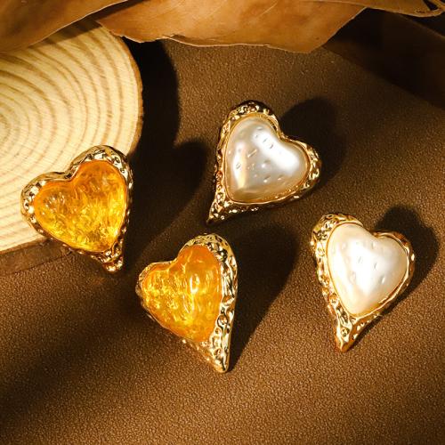 Zinc Alloy Stud Earring with Resin Heart plated fashion jewelry nickel lead & cadmium free Sold By Pair