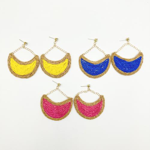 Zinc Alloy Stud Earring with Rafidah Grass handmade fashion jewelry & for woman & with rhinestone Sold By Pair