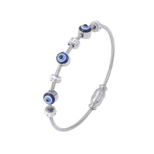 Titanium Steel Bracelet & Bangle fashion jewelry & for woman & enamel & with rhinestone original color Sold By PC