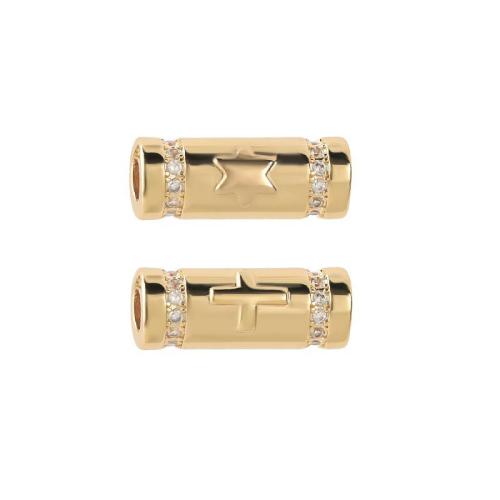 Cubic Zirconia Micro Pave Brass Beads plated DIY & micro pave cubic zirconia golden Sold By PC