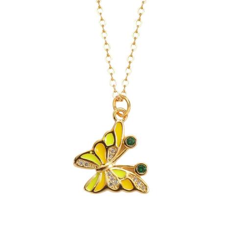 Cubic Zirconia Micro Pave Brass Pendant Butterfly plated DIY & micro pave cubic zirconia & enamel Sold By PC