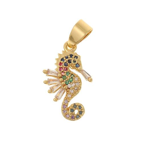 Cubic Zirconia Micro Pave Brass Pendant Seahorse plated DIY & micro pave cubic zirconia Sold By PC