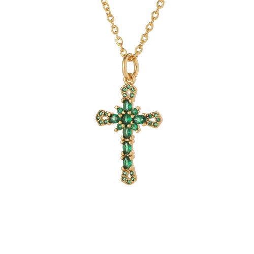 Cubic Zirconia Micro Pave Brass Pendant Cross plated DIY & micro pave cubic zirconia Sold By PC