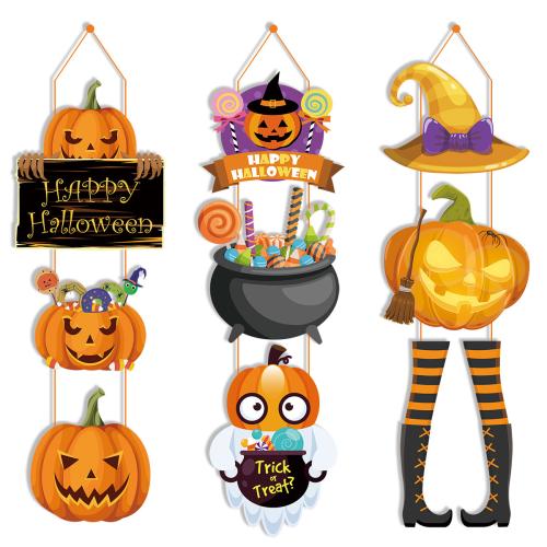 Paperi Halloween-koristelu riipus, Halloween Design & eri tyylejä valinta, enemmän värejä valinta, 3PC/set, Myymät set